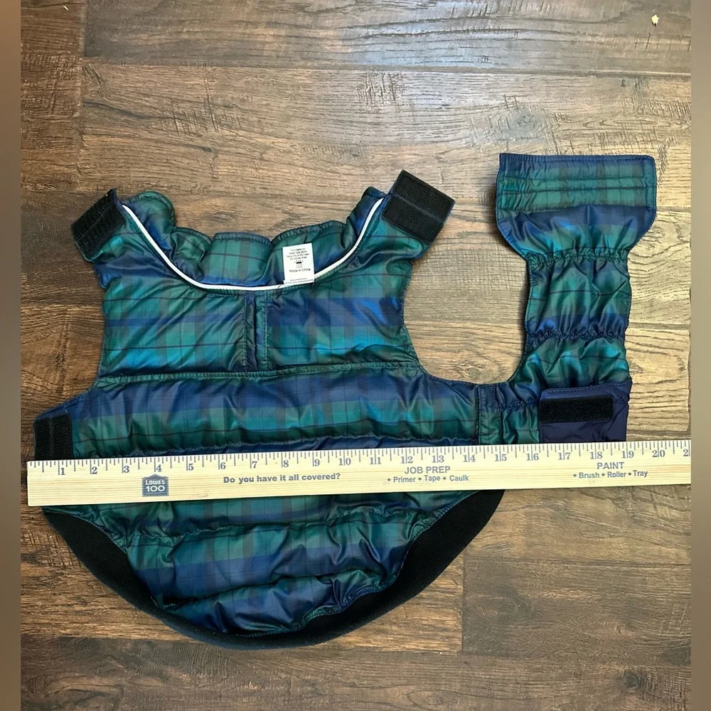 Hip Doggie Navy Plaid Flex-Fit Reversible Dog Coat size large SEE PHOTOS